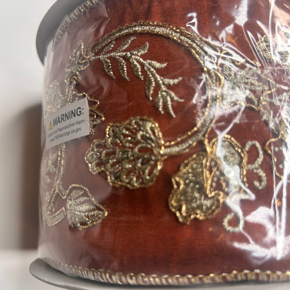 4” Embroidered Floral & Leaf Pattern Trimmed In Gold Beads & Sequins Ribbon - Picture 5 of 9